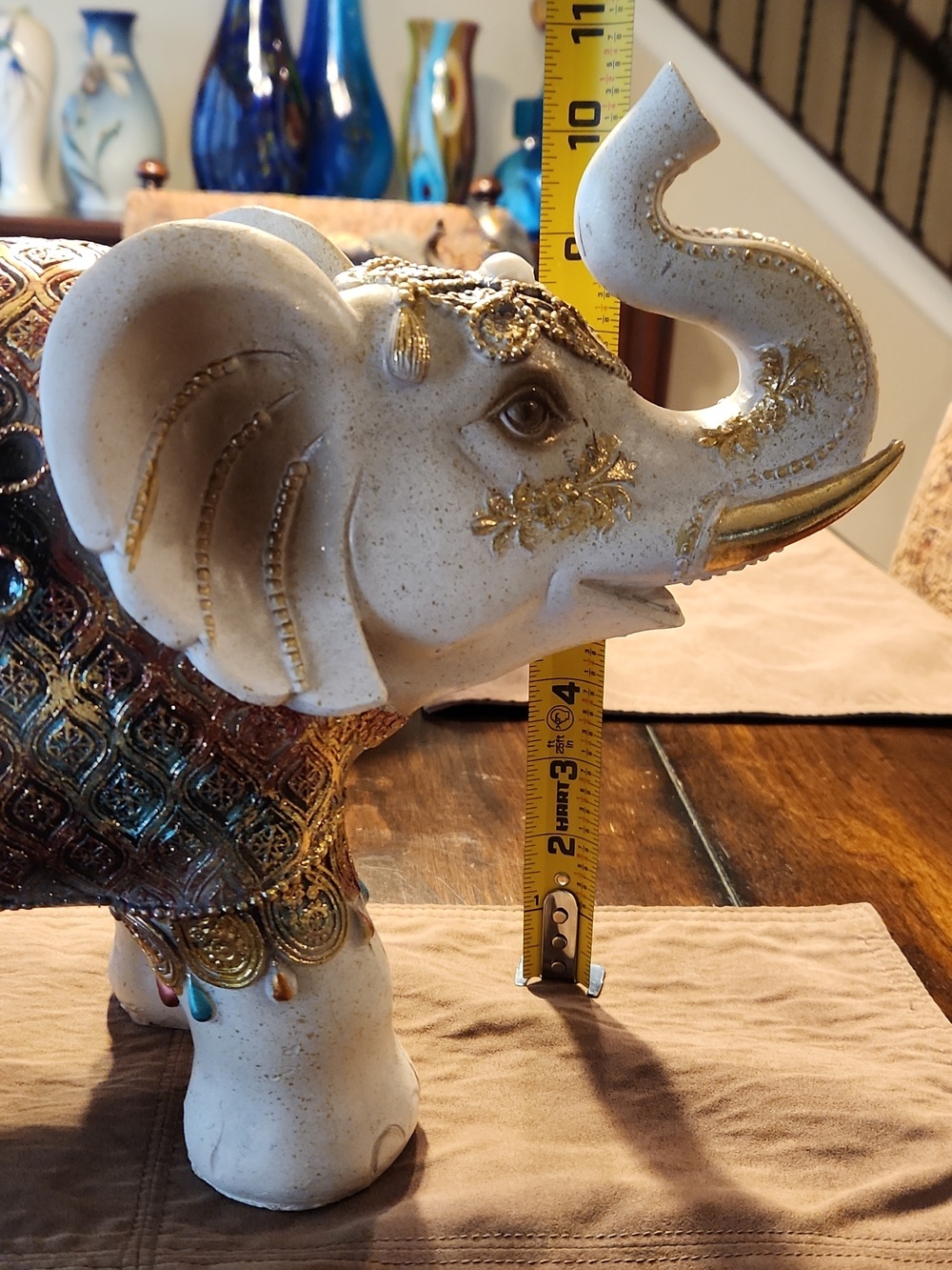 Embellished White & Gold Decorative Elephant Statue - Picture 6 of 7